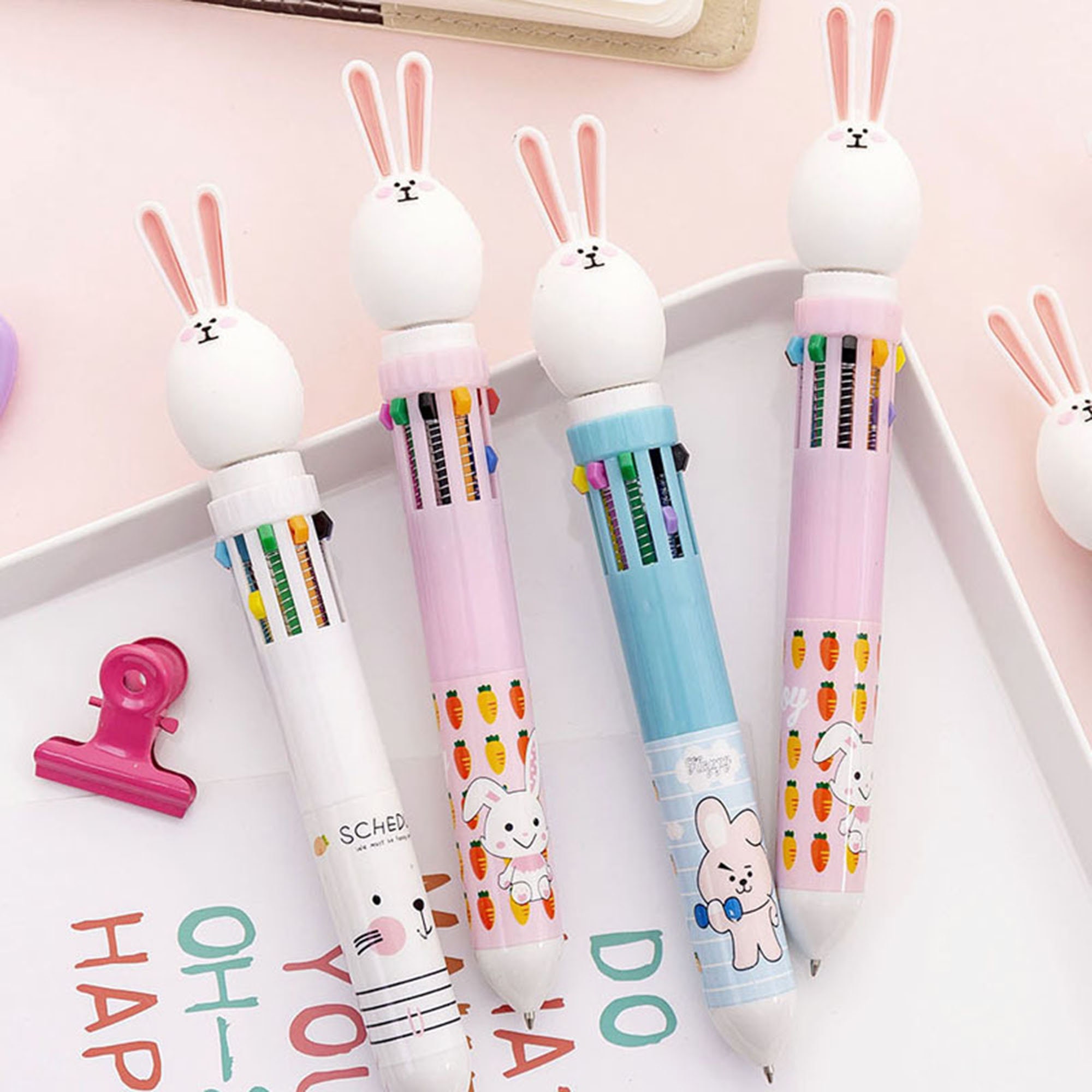 Cute Rabbit 10colors Ballpoint Pen Multifunctional Push Pens Etsy