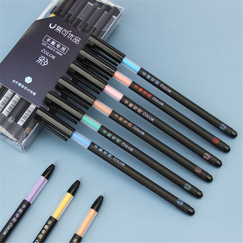 12 Pcs/set Colorful Rainbow Fine Top Gel Pens Art Craft Gel Etsy