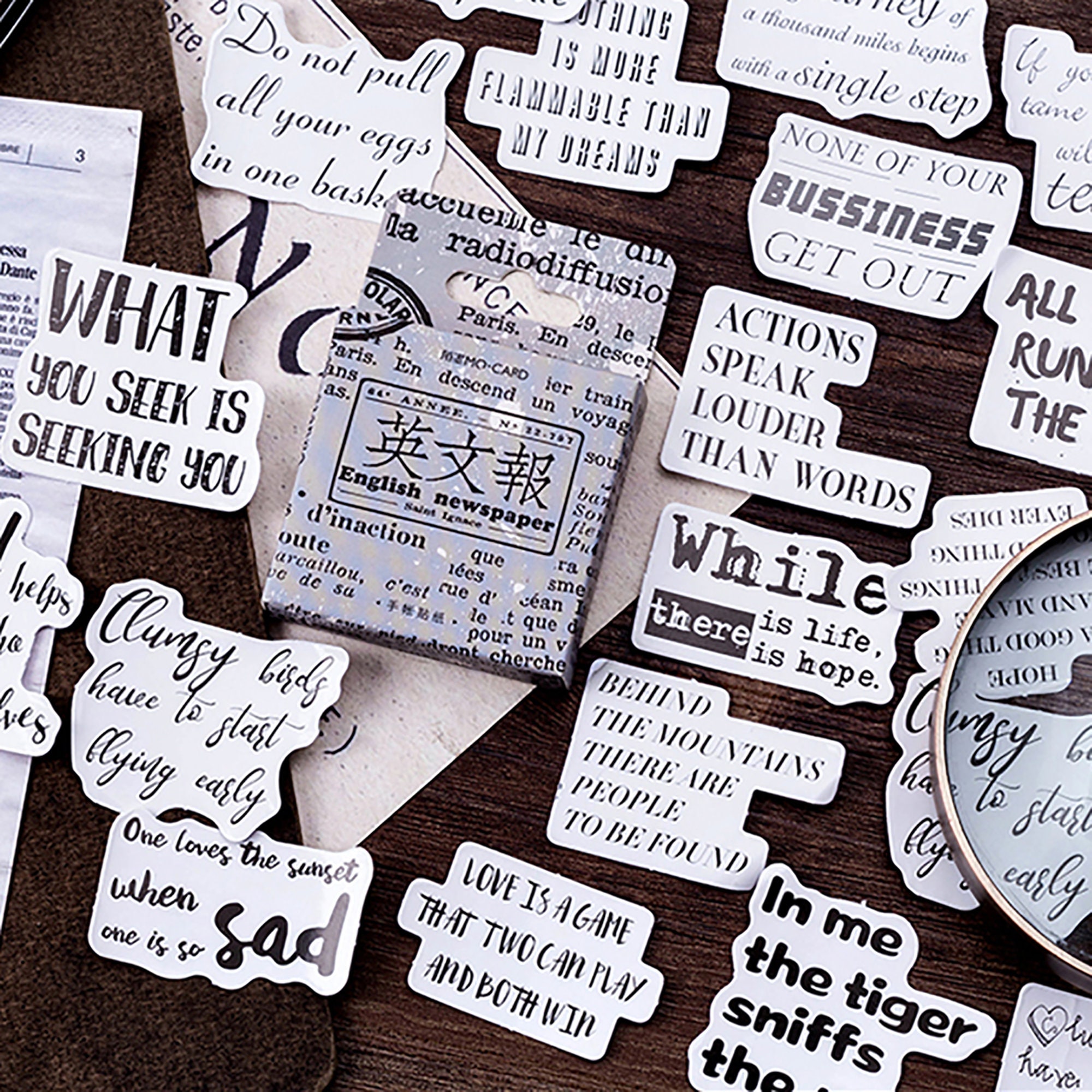 46pcs Black and White Letters Stickers Note Stickers DIY Etsy