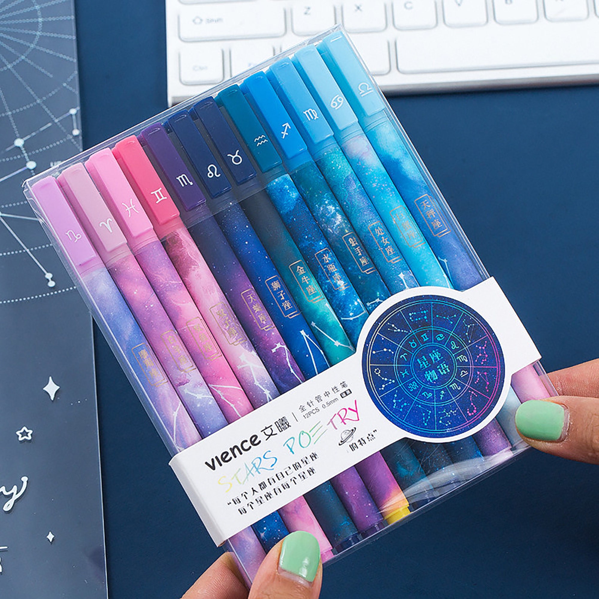 12pcs/set Constellation Gel Pens Black Ink the Zodiac Pens Etsy