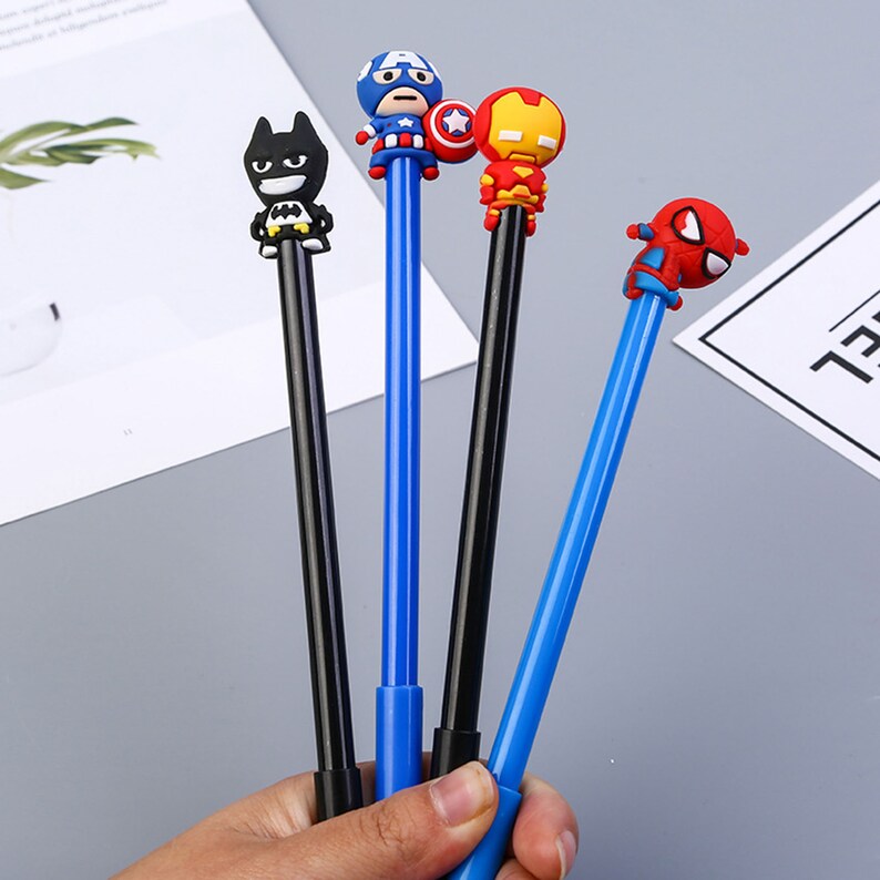 4pcs Superhero Gel Pen The Avengers Pens for Kids Black Ink Etsy