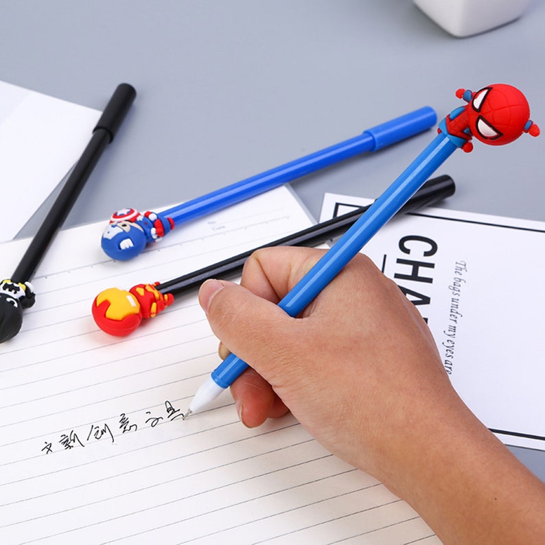 4pcs Superhero Gel Pen The Avengers Pens for Kids Black Ink Etsy