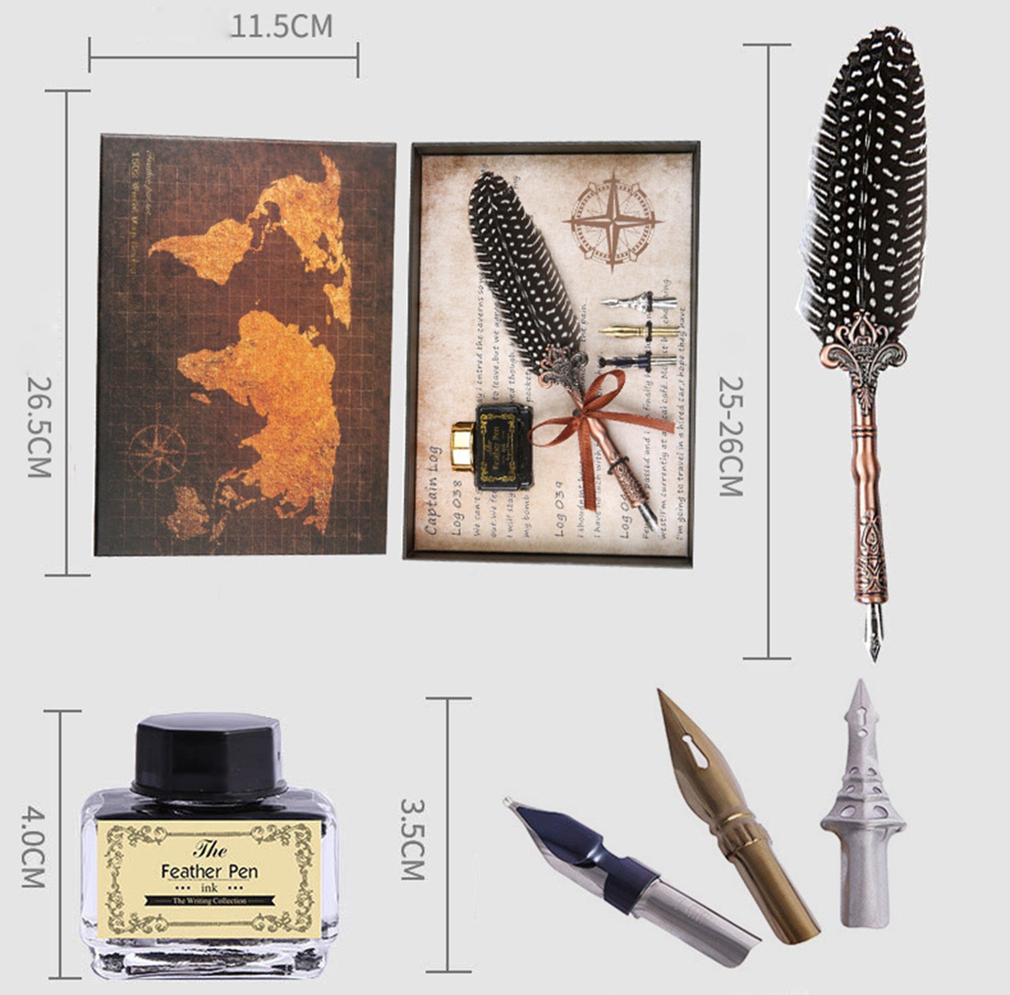 Quill And Ink Set Natural Feather Pen Feather Pen And Ink | Etsy