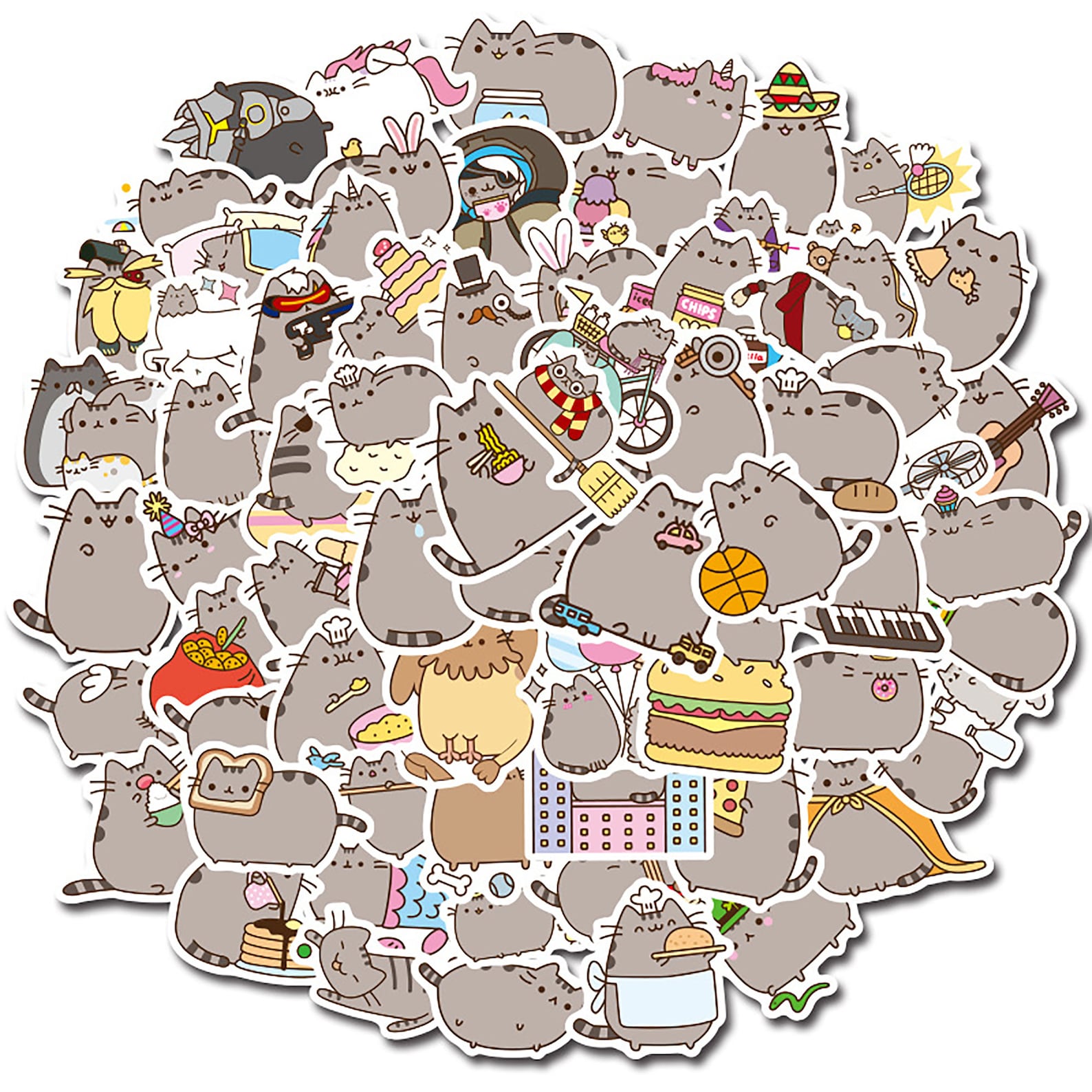 100pcs Gray Cat Stickers Set Hand Account Stickers Planner - Etsy