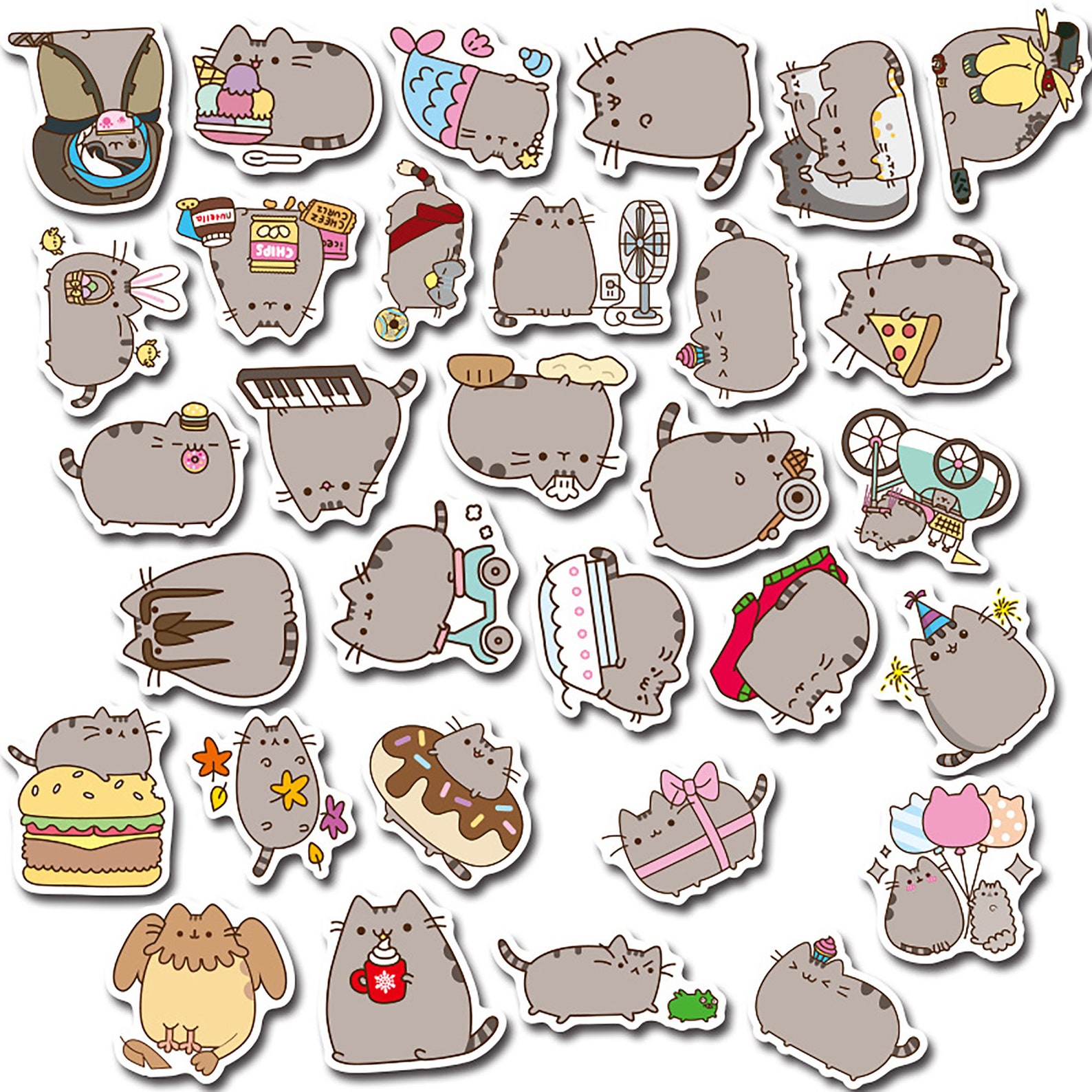 100pcs Gray Cat Stickers Set Hand Account Stickers Planner - Etsy