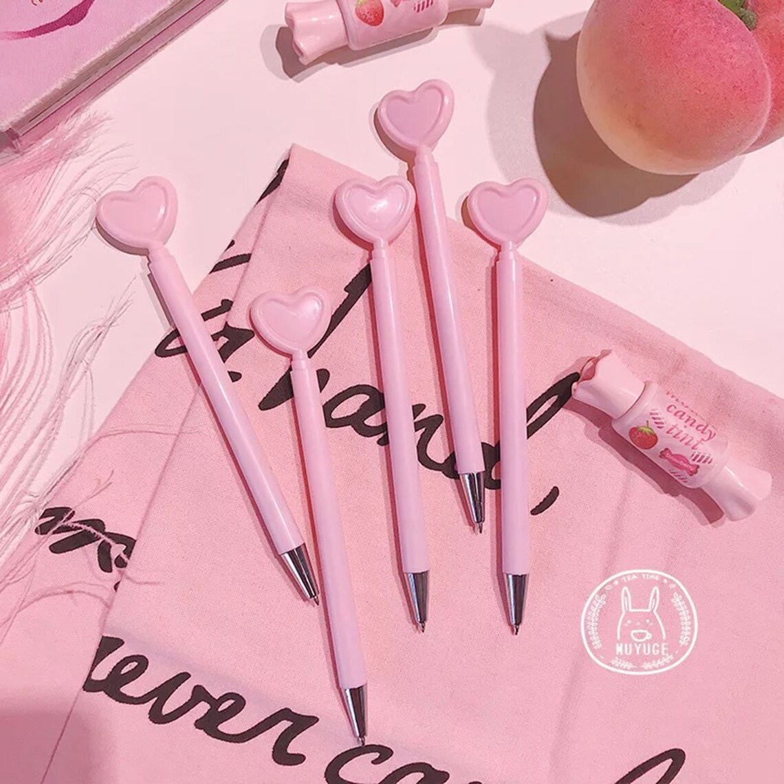 5PCS 0.4mm Heart Shape Gel Pen Cute Pens for Kids Black Ink Etsy