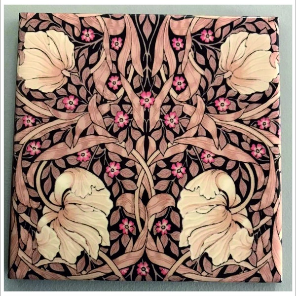 Ceramic tile  Art Nouveau flower,  Flower  ceramic tile, Wall Art Tile, William Morris Tapestry Tile, Art Deco Print Tile