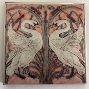 Swan Art Nouveau , Vintage Design Tile, reproduction printed on tile