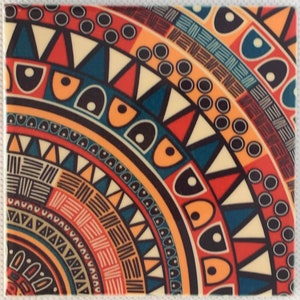 Ethnic Colourful Mandala Pattern / Ceramic Coasters/ Geometric print tiles/ Mandala Tiles Decor/ Wall Tile Decor / Hippie Ceramic Coasters