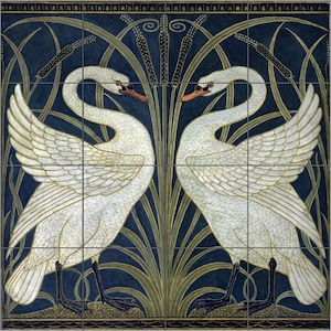 Swan Art Nouveau tiles Walter Crane Reproduction print Ceramic Tile 60X60 CM