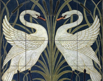 Swan Art Nouveau tiles Walter Crane Reproduction print Ceramic Tile 60X60 CM