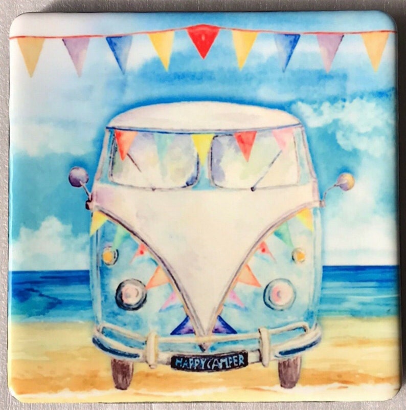 Sky Blue Ceramic Coasters Camper Van Hippy Car Coasters Car Etsy