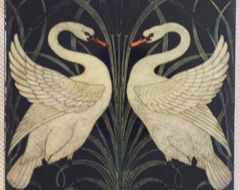 Art Nouveau Tiles, Walter Crane swans print ceramic coasters, HouseWarming Decor, Vintage Handmade Tile, Modern Home Decoration, Retro Style