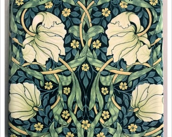 Ceramic tile Blue Art Nouveau flower,  Flower tapestry ceramic tile, Wall Art Tile, William Morris Tapestry Tile, Art Deco Print Tile