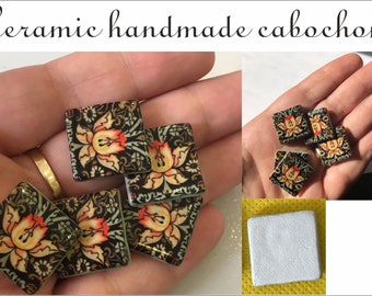 Ceramic Handmade cabochons, Embellishments, Art Nouveau Cabochons, Flower cabochons, Ceramic element, Card embellishment, Accessories, Art