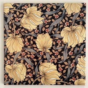 Ceramic tile Art Nouveau flower,  Flower tapestry ceramic tile, Wall Art Tile, William Morris Tapestry Tile, Art Deco