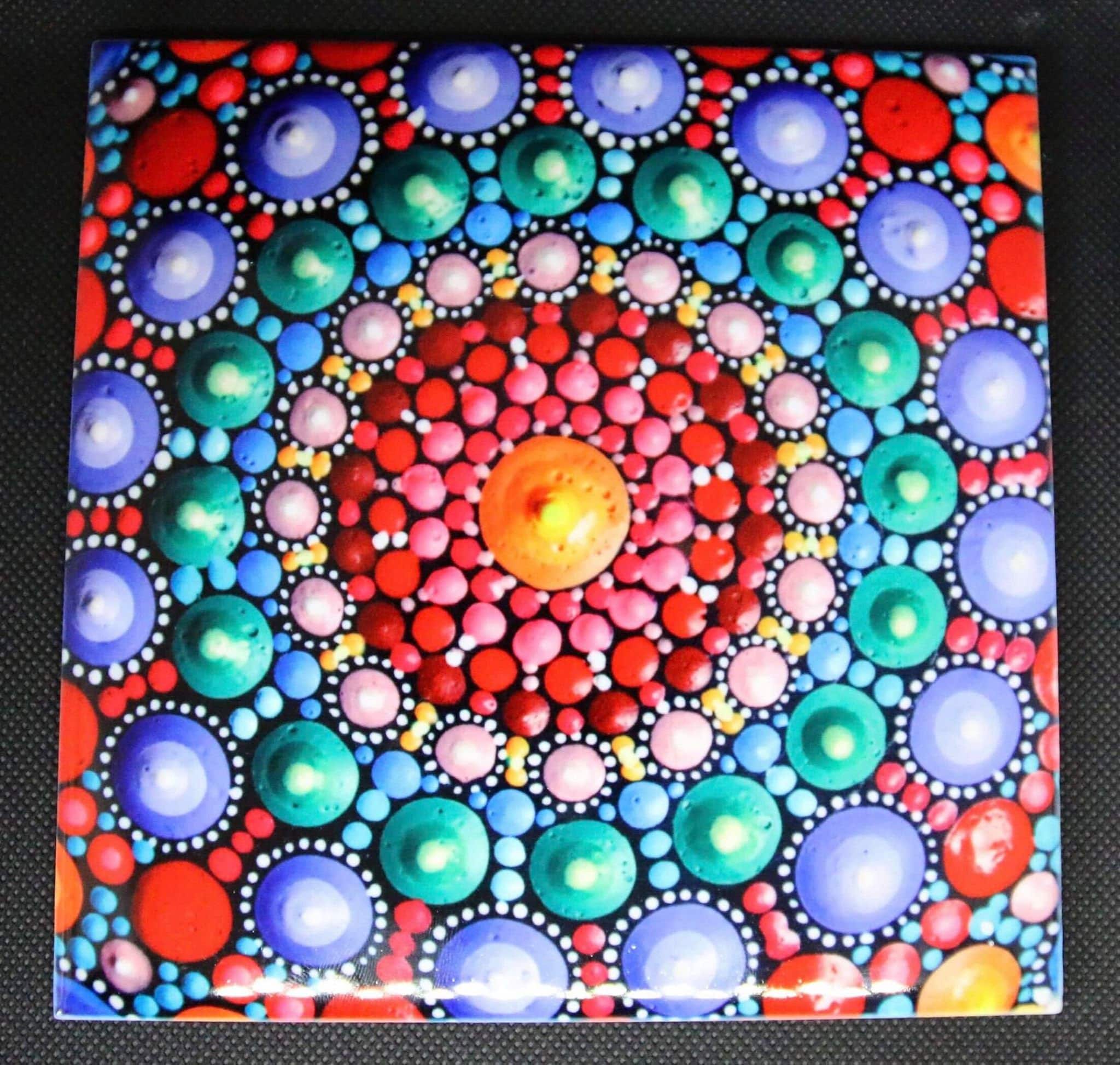 Ceramic Tile Mandala Art, Modern Tile, Handmade Ceramic Tile, Aesthetic