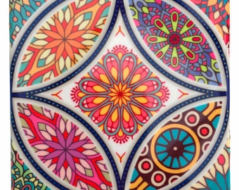 Ceramic Tile Mandala Art, Geometric pattern Tile, Home Ceramic Tiles, Handmade Coaster, Floral Coaster set, Desk Accessories, Office Decor