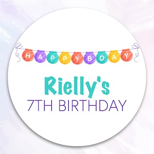 Personalized Birthday Sticker, Kids Birthday Favor Sticker, Birthday Favor Labels, Bright Birthday Labels