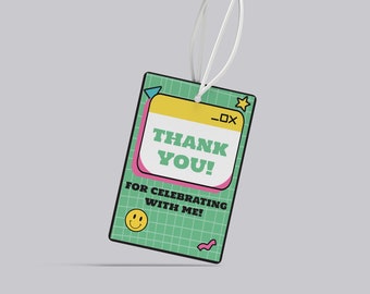 90s Retro Party Thank You Tag, Instant Download, 90s Favor tag, 90s Birthday Party