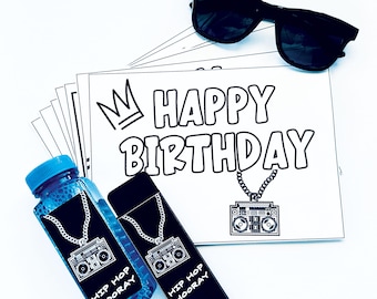 Hip Hop Birthday Party Favors, Kids Party Favor Bags, Hip Hop Coloring Sheets Notorious One Party Favor, Personalized Hip Hop Theme Party