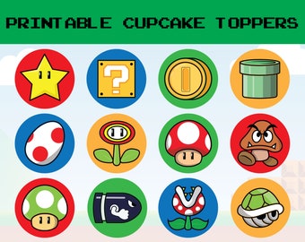 Video Game Themed Cupcake Toppers, Instant Download, Gamer Party Decor, Gamer Themed Confetti