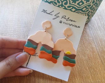 Polymer Clay Statement Earrings, Pastel Earrings, Handmade, Gift for her | Sahara
