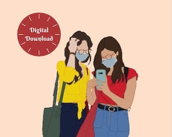 personalized digital illustration, valentine&#39;s day, mother&#39;s day, birthday, anniversary, Christmas gift for him/her