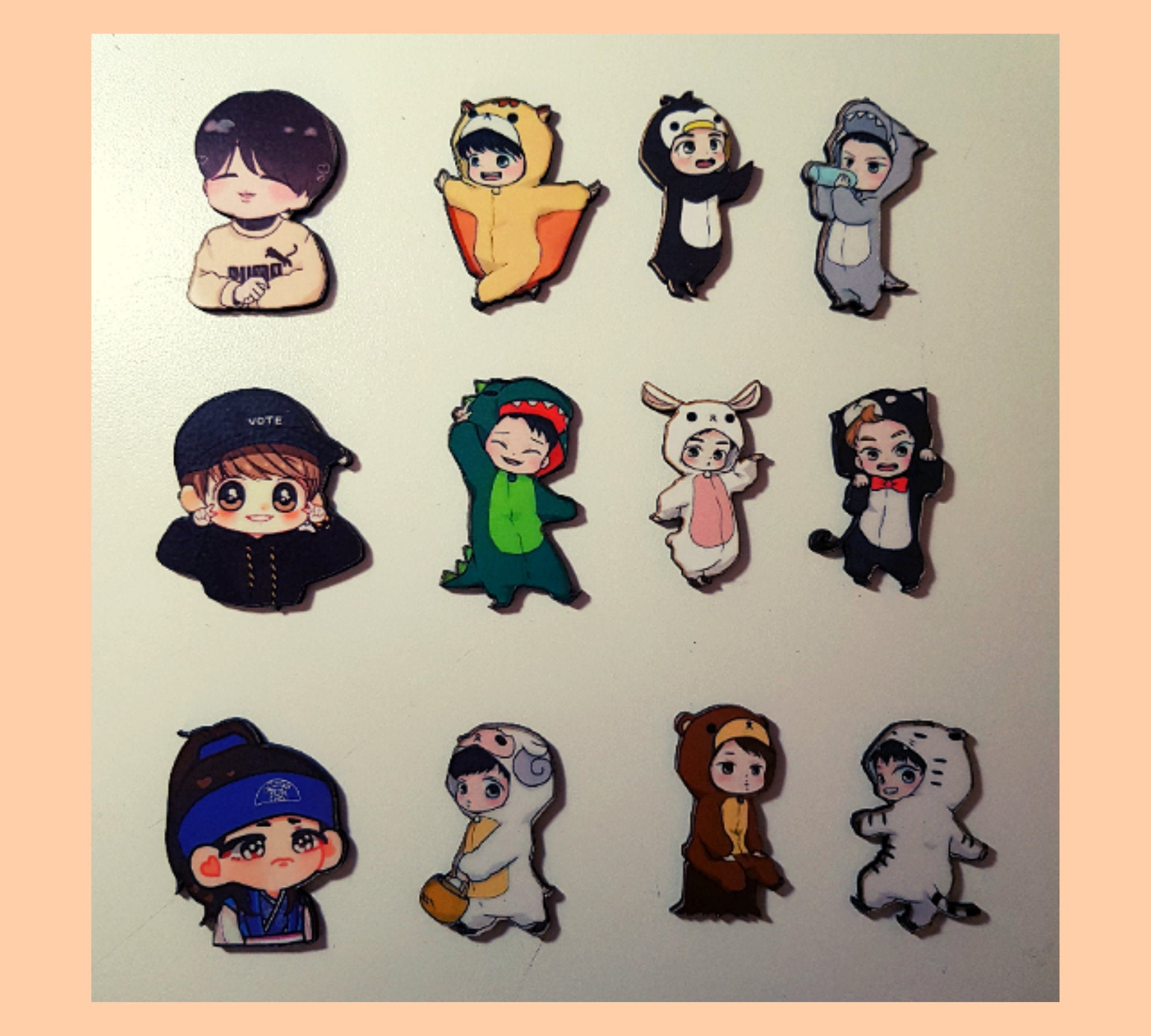 Wooden BTS/EXO Pin (Pinback Buttons/Magnets)