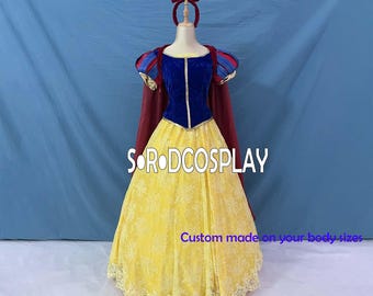 Snow White Dress Cloak Snow White Princess Dress Cosplay Costume Woman Girls Adult Halloween Dress Lace Up