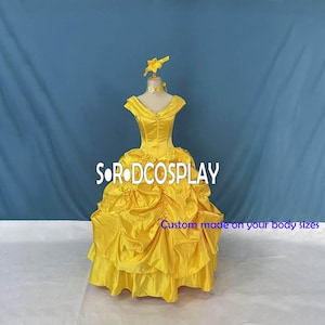 ベルプリンセスドレス 美女と野獣 ベルドレス イエロー コスプレ衣装 女性 女の子 大人 ハロウィンドレス