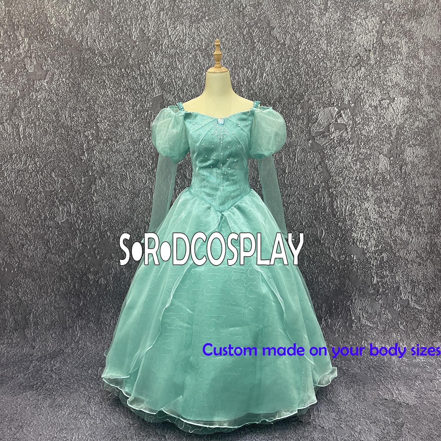 Princess Ariel Dress Green The Little Mermaid Ariel Outfit Cosplay Costume Woman Girls