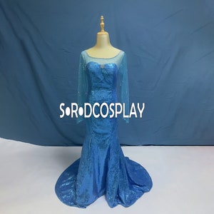 Princess Elsa Dress Frozen Elsa Dress Cape Blue Cosplay Costume Custom Made Size