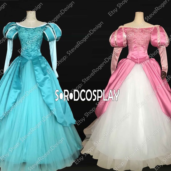 La Sirenita Cosplay Traje Adulto Mujeres Sirenita Ariel Rosa Princesa Verde Vestido Cosplay Traje Custom Made Size