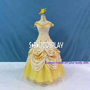 Belle Princess Dress Beauty and The Beast Belle Dress Gorgeous Luxury Cosplay Costume Woman Girls Adult Halloween Dress
