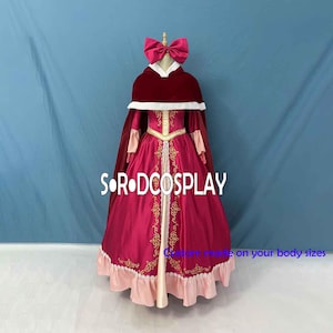 Princess Belle Dress Woman Belle Cosplay Costume Wine Red Girls Adult