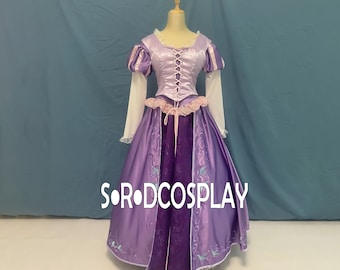 Princess Rapunzel Dress Tangled Rapunzel Dress Embroidery Flowers Girls Woman Cosplay Costume Custom Made Size