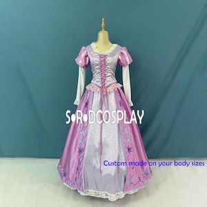 Prinzessin Rapunzel Kleid Verstrickt Rapunzel Kleid Stickerei Blumen Cosplay Mädchen Erwachsene