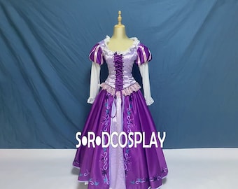 Princess Rapunzel Dress Printed Flowers Tangled Rapunzel Dress Cosplay Costume Custom Made Size