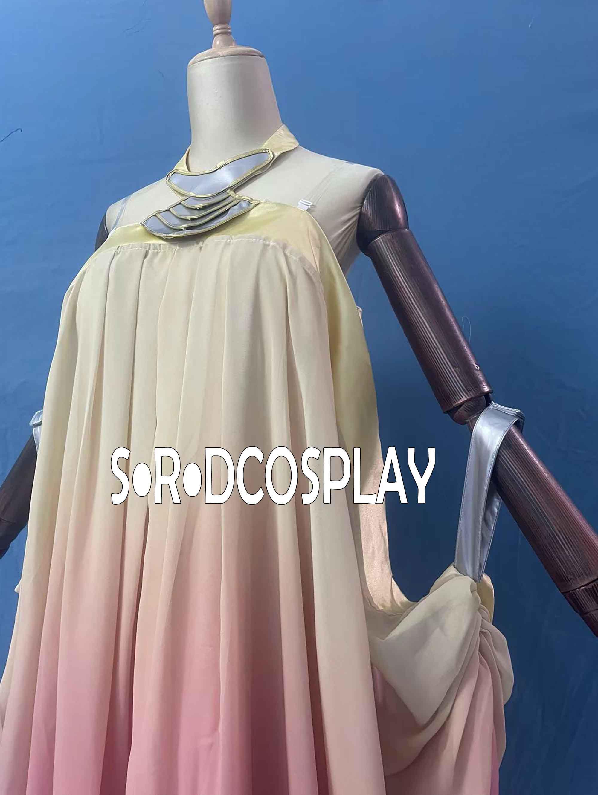 open lace back dress Padme Naberrie Amidala Summer Meadow Yellow Dress Outfits Cosplay Cost   Coshduk
