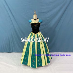 Princess Anna Dress Frozen Anna Dress Printed Flowers Cosplay Costume Woman Girls Adult Halloween Dress