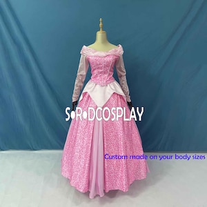 Princess Aurora Dress Woman Sleeping Beauty Aurora Pink Dress Cosplay Costume Girls Adult