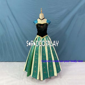 Anna Princess Dress Frozen Anna Dress Embroidery Flowers Luxury Gorgeous Cosplay Costume Woman Girls Adult Halloween Dress