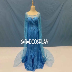 Princess Elsa Dress Woman Frozen Elsa Dress Sequin Cosplay Costume Elsa Dress VS Cloak Girls Adult