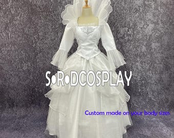 Handmade Fairy Mother Dress White Cinderella Godmother Fairymother Cosplay Costume Woman Girls