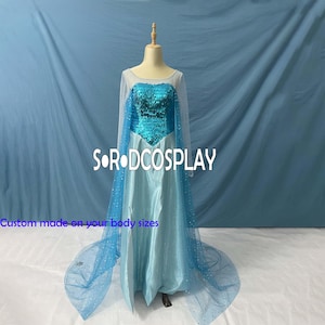 Princess Elsa Dress Woman Frozen Elsa Dress Cosplay Costume Elsa Dress VS Cloak Girls Adult