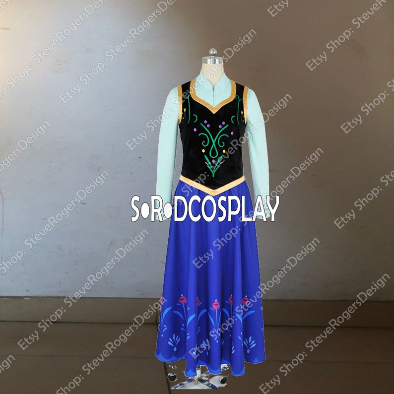Frozen Anna Princess Dress Anna Frozen Women Girls Cosplay Costume Custom Made Size