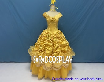 Beauty and The Beast Cosplay Costume Adult Belle Princess Dress,Belle Daily Dress Cosplay Costume Custom Made Size