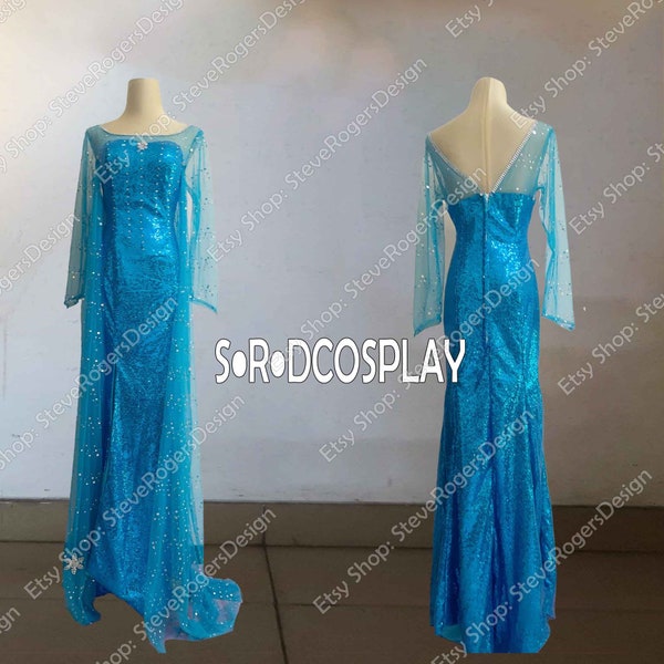 Elsa Sequin Dress Frozen Elsa Princess Dress VS Cape Cosplay Costume Custom Made Size