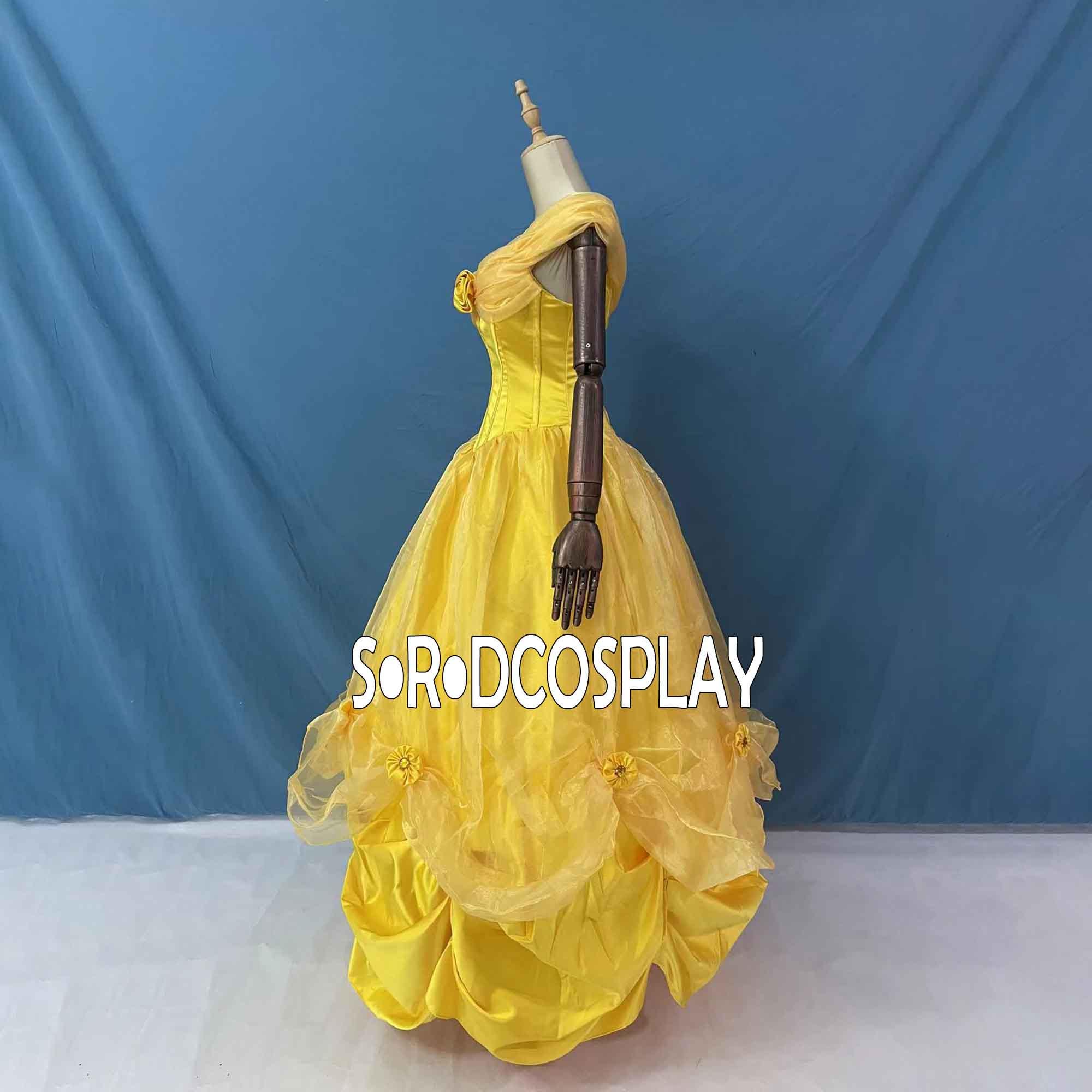 Princess Belle Dress Woman Beast Beauty Belle Yellow Dress Cosplay Costume  Girls Adult - Etsy